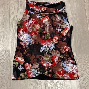 Brody Myles Floral Sleeveless Blouse - Black, Red, and Brown